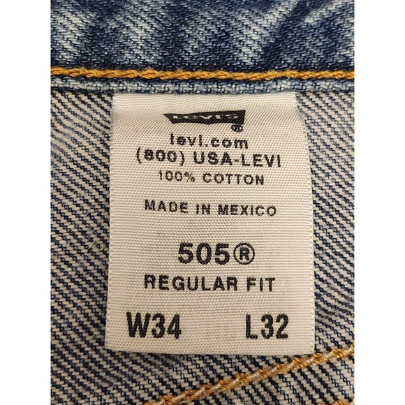 Vintage Levis 505 Jeans‎ Mens 34x32 Blue Light Wash Cotton Regular Fit - Picture 3 of 4